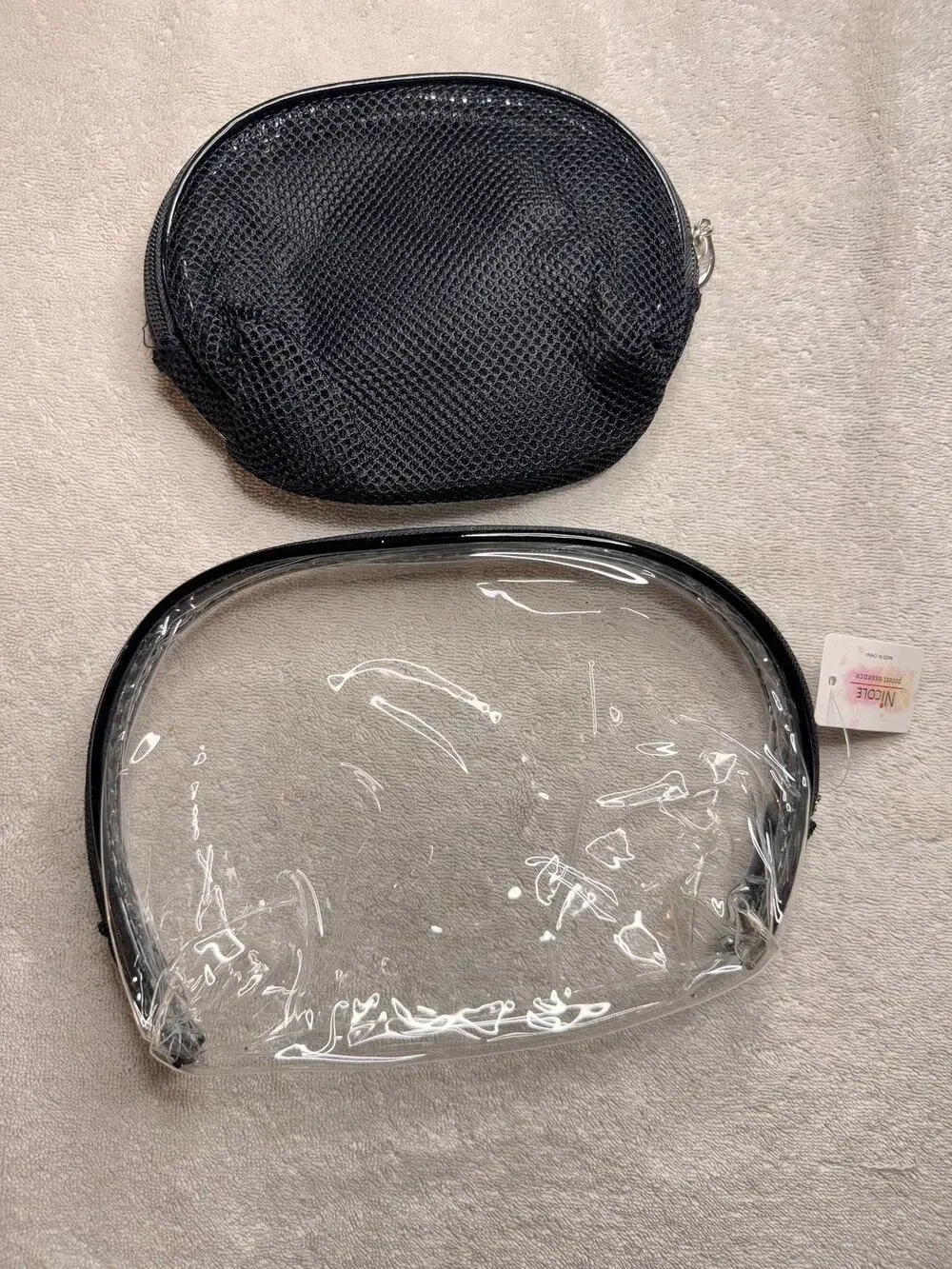 Toiletries Travel make up bag set of 2 sturdy one transparent one mesh